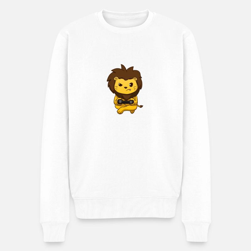 Gaming Löwe - Männer Premium Bio Pullover - Weiß