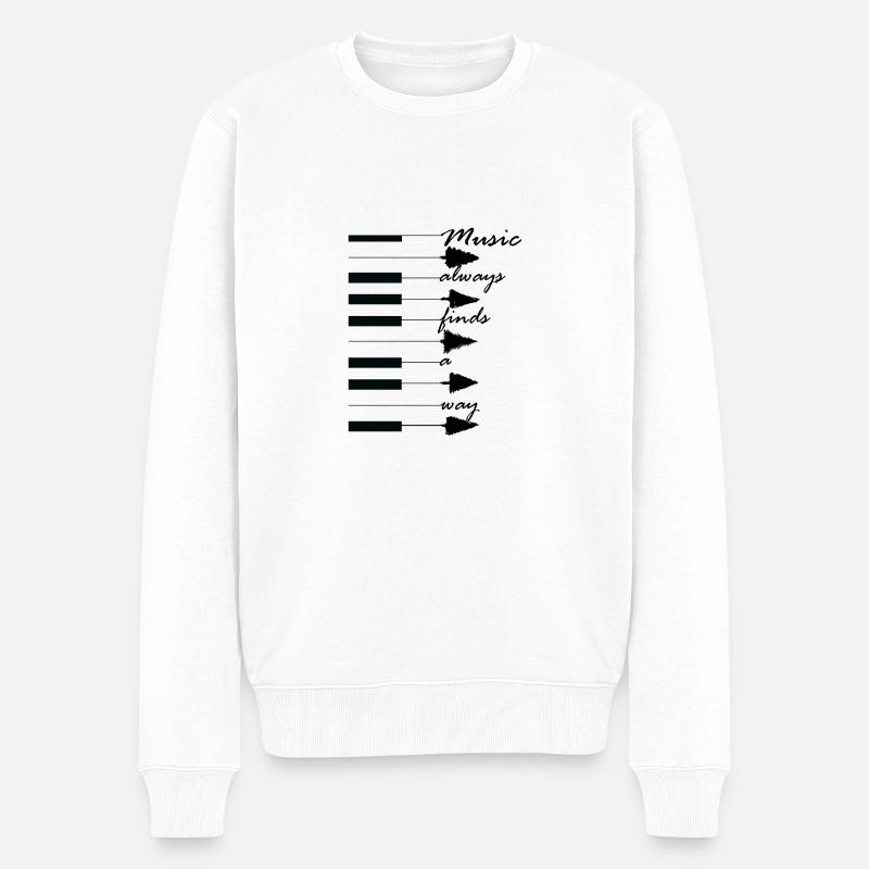 Klavier liebt Musik - Männer Premium Bio Pullover - Weiß