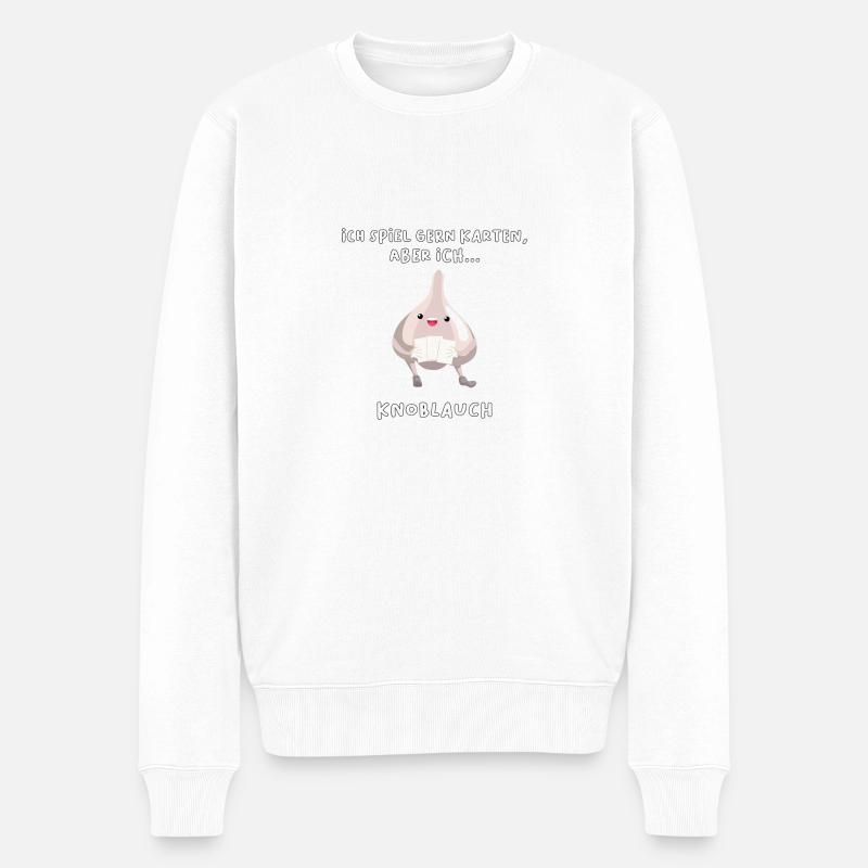 Knoblauch Kartenspieler - Männer Premium Bio Pullover - Weiß