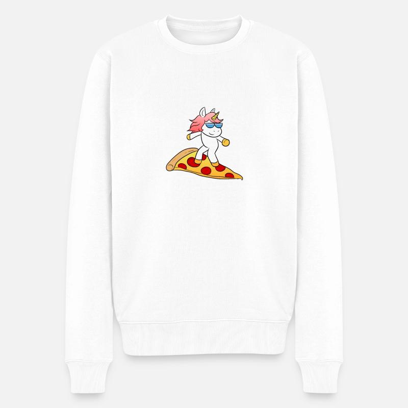 Pizza Unicorn - Männer Premium Bio Pullover - Weiß