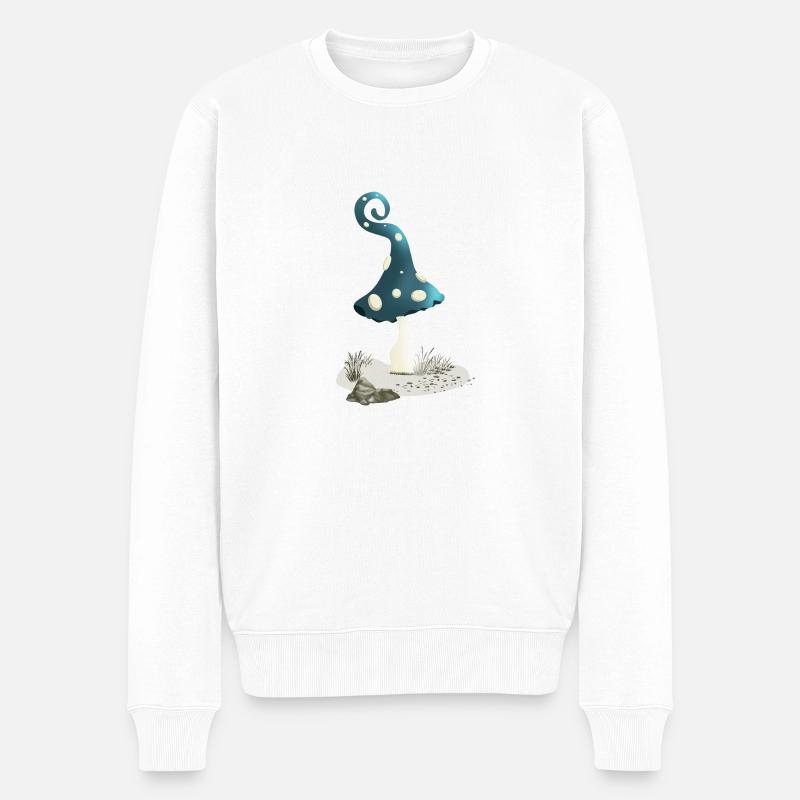 Magic mushroom with pixie cap - Men's Premium Organic Jumper - white