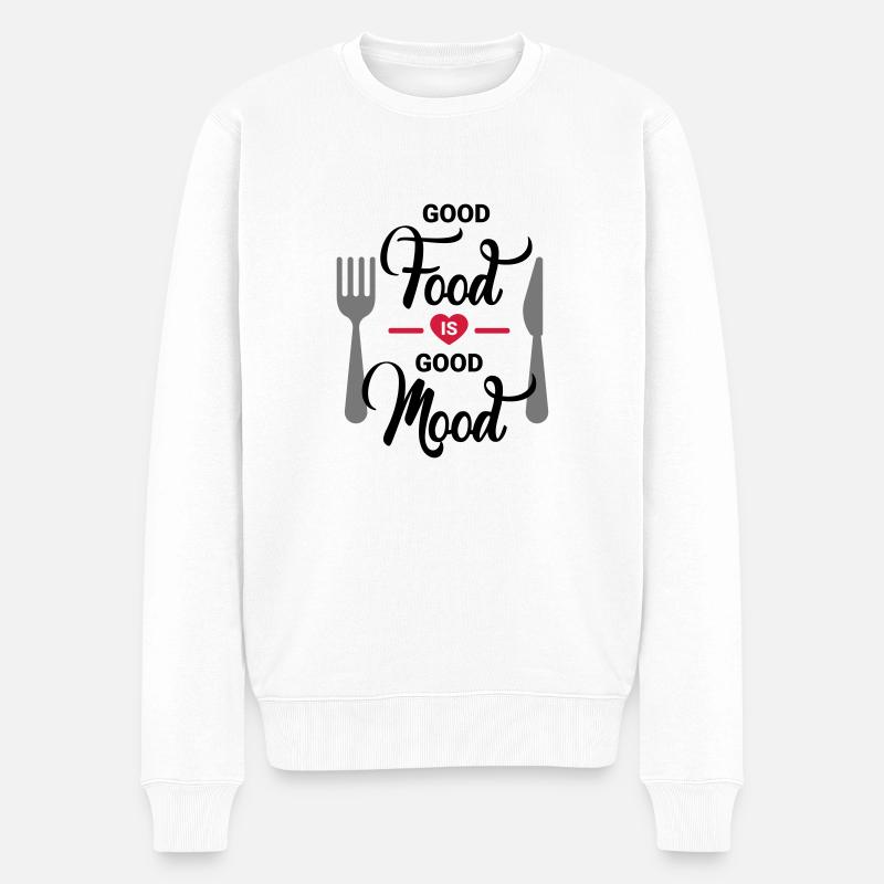 Good Food is Good Mood - Männer Premium Bio Pullover - Weiß