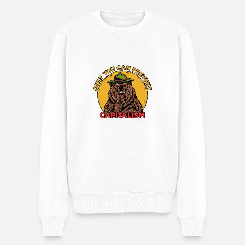 Verhindern Sie Sozialismus Bärenhemd - Männer Premium Bio Pullover - Weiß
