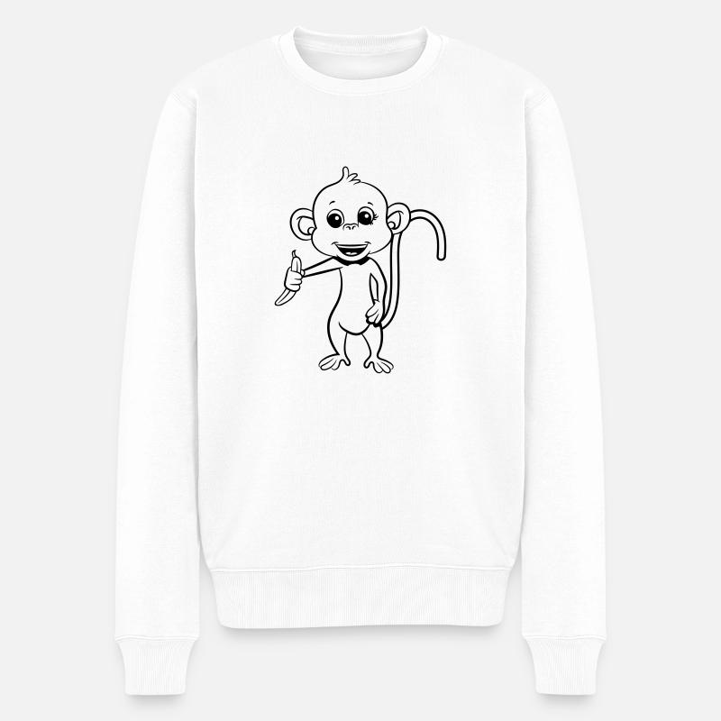 affe hat banane - Männer Premium Bio Pullover - Weiß
