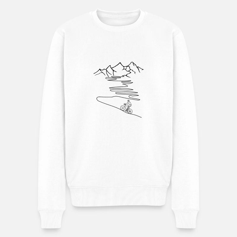 Rennrad mit Berg, Alpenpass - Männer Premium Bio Pullover - Weiß