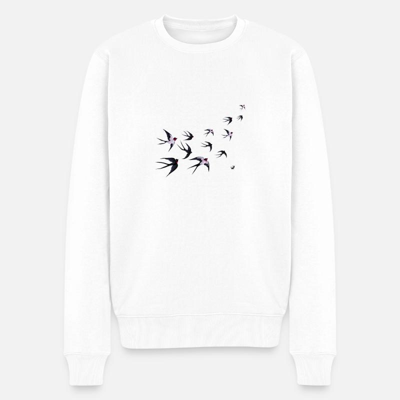 Schwalbenschwarm Abbildung - Männer Premium Bio Pullover - Weiß