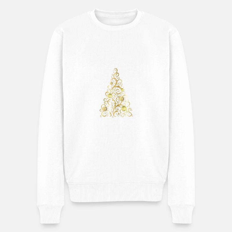 Merry Christmas Weihnachtsbaum Weihnachten gold - Männer Premium Bio Pullover - Weiß
