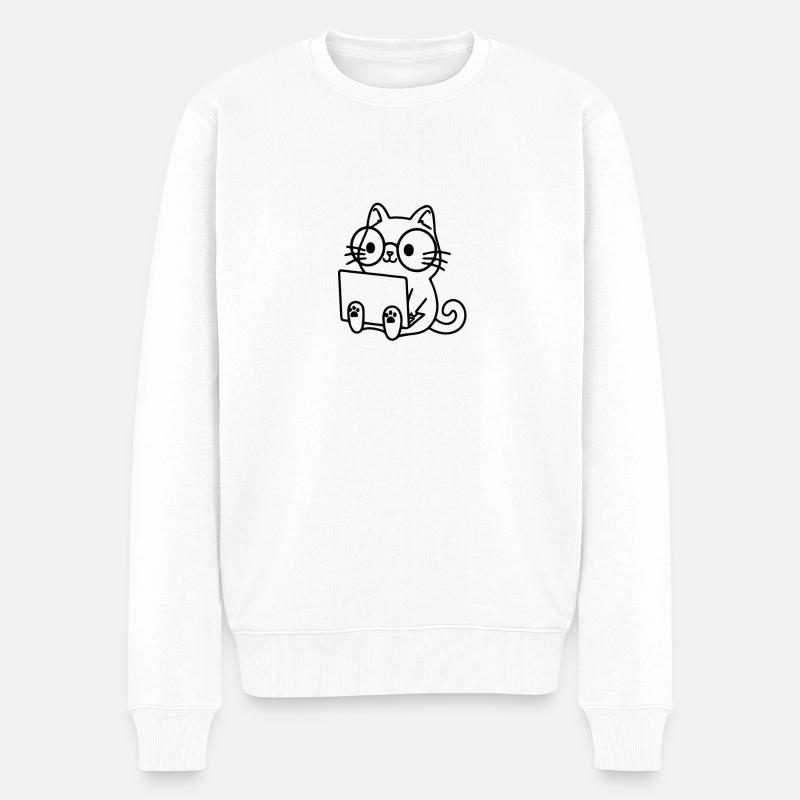 Programmierer Coding Nerd Katze - Männer Premium Bio Pullover - Weiß