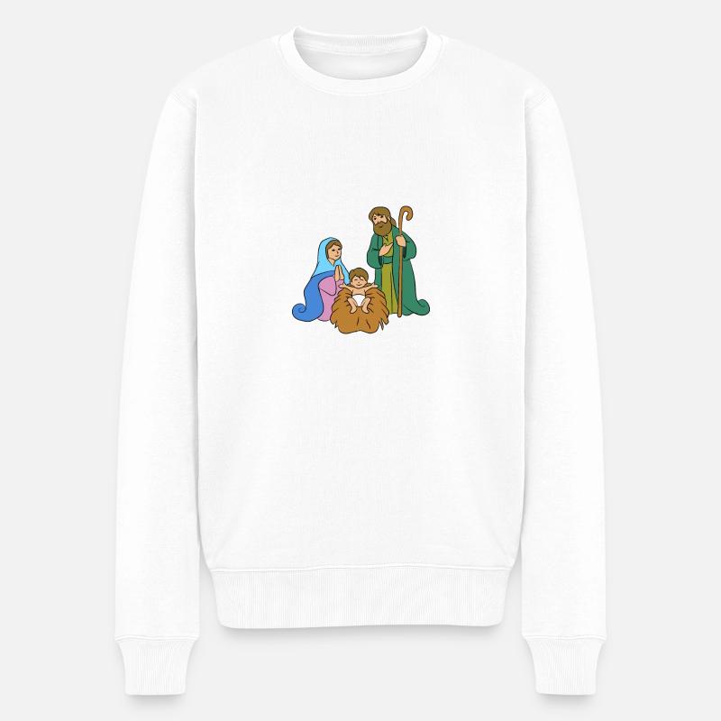 Heilige Familie - Männer Premium Bio Pullover - Weiß