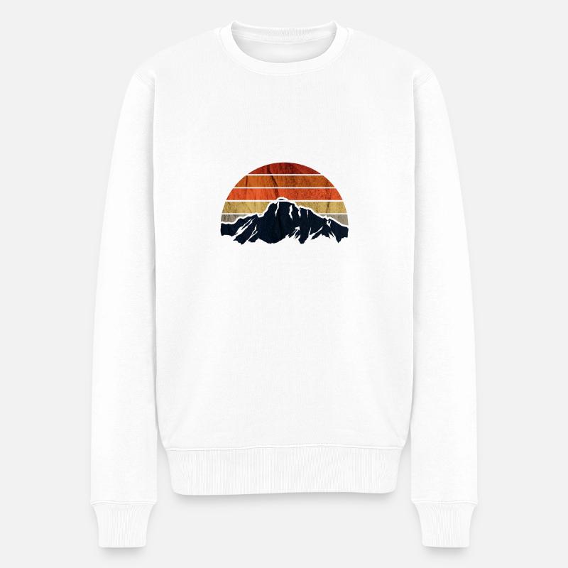 Mountain Retro Vintage Sunset - Männer Premium Bio Pullover - Weiß