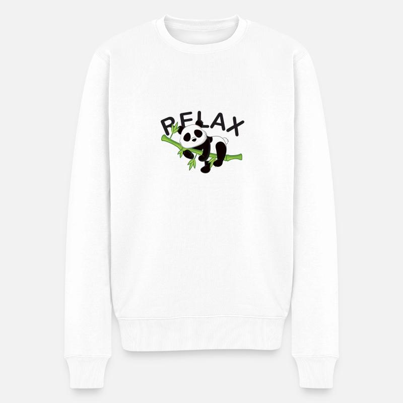 Relax Panda - Männer Premium Bio Pullover - Weiß
