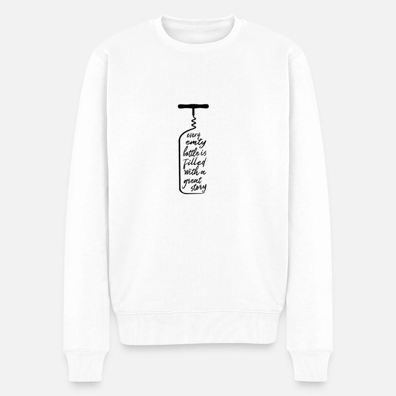 Wein, Weinflasche, Story - Männer Premium Bio Pullover - Weiß
