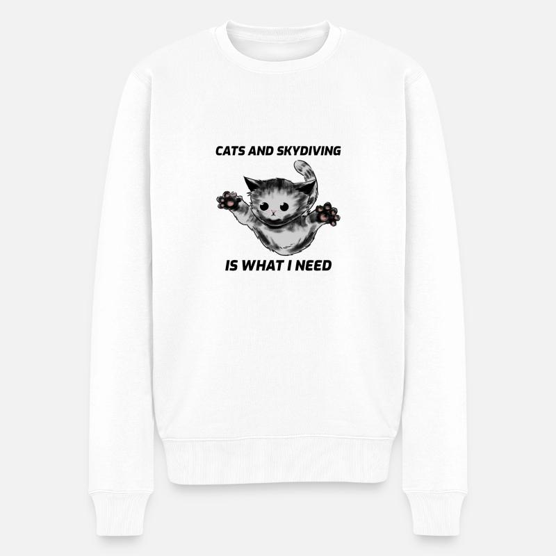 chats et parachutisme - Pull Premium bio Homme - blanc