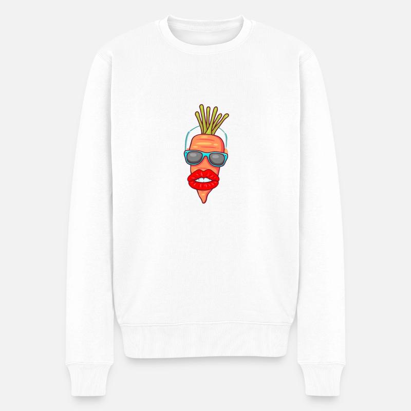 BIG MOUTH CARROT CHEF - Männer Premium Bio Pullover - Weiß