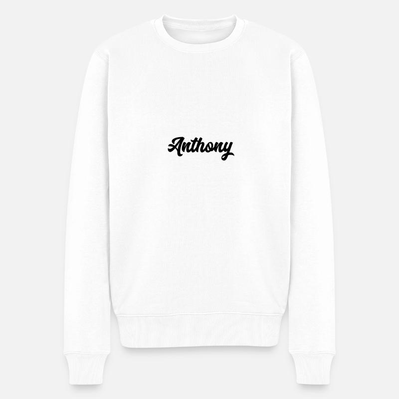 Anthony benutzerdefinierte Text Geburtstagsname - Männer Premium Bio Pullover - Weiß