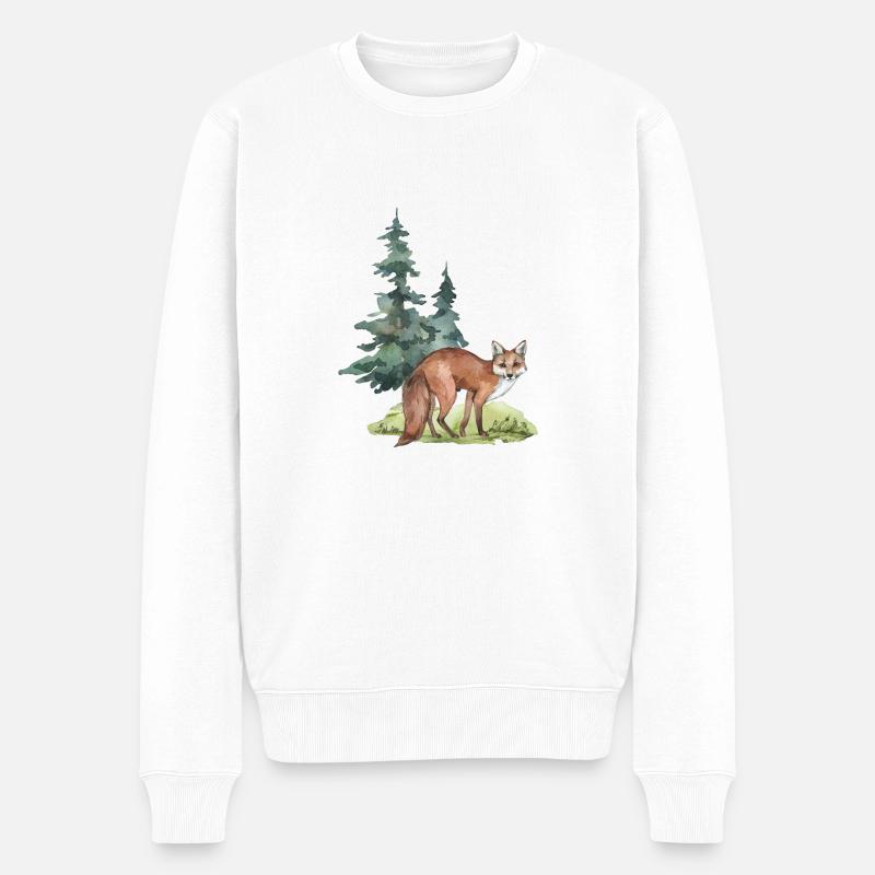 Fuchs Wald - Männer Premium Bio Pullover - Weiß