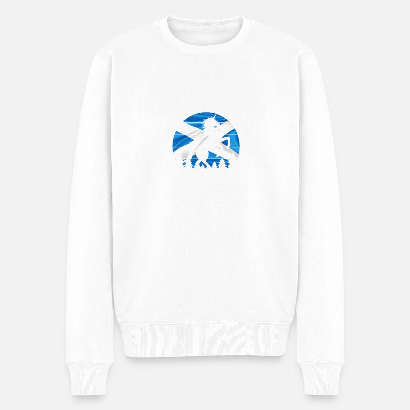 Schottisches Einhorn Schottland für immer - Männer Premium Bio Pullover - Weiß