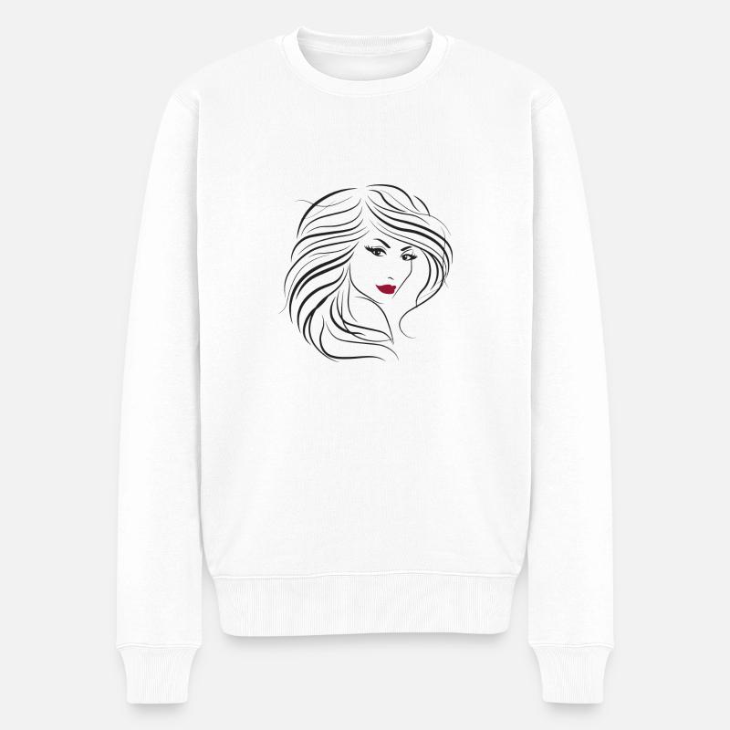 Frau Schönheit - Männer Premium Bio Pullover - Weiß
