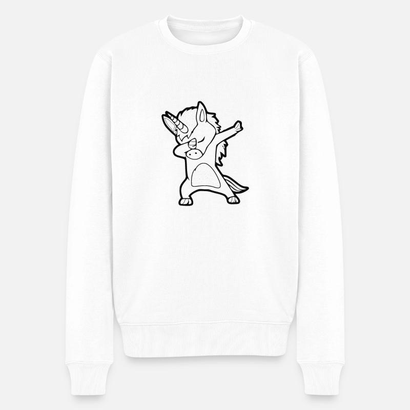Cooles Einhorn - UNICORN - Männer Premium Bio Pullover - Weiß