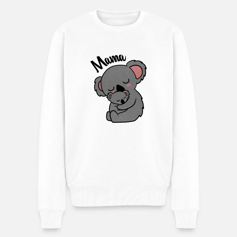 Süße Koala Bär Mama mit Cub - Männer Premium Bio Pullover - Weiß