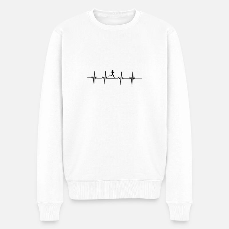lopen,marathon, gezondheid, heartbeat, - Pull Premium bio Homme - blanc