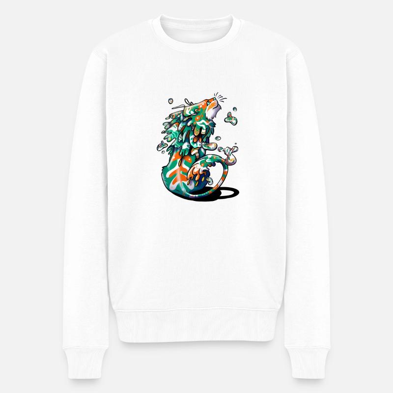Lion - Männer Premium Bio Pullover - Weiß