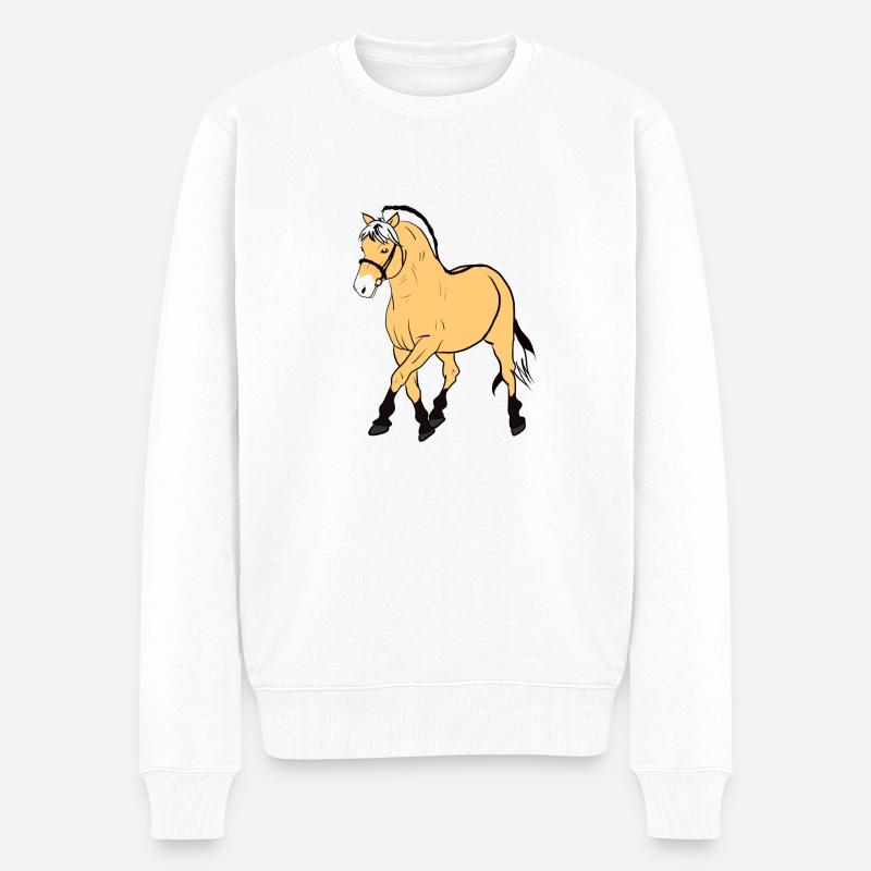 Fjordpferd Pony - Männer Premium Bio Pullover - Weiß