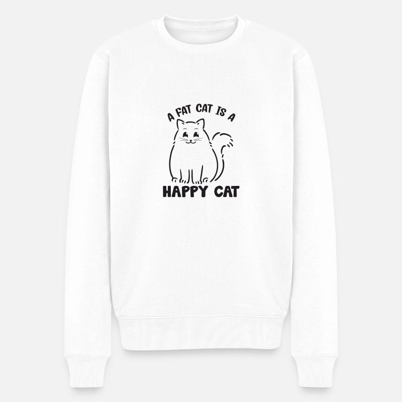 Fat Cat Happy Cat - Pull Premium bio Homme - blanc
