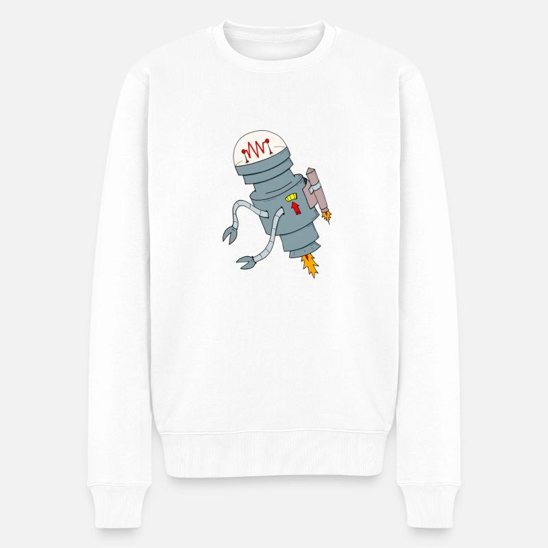 ROCKET ROBOT - Männer Premium Bio Pullover - Weiß