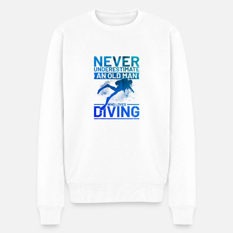 Scuba Diver Dicton Hommes Plongeurs - Pull Premium bio Homme - blanc