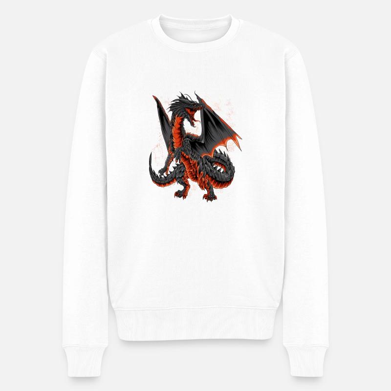 Schwarzer Drache Dragon T-Shirt - Männer Premium Bio Pullover - Weiß