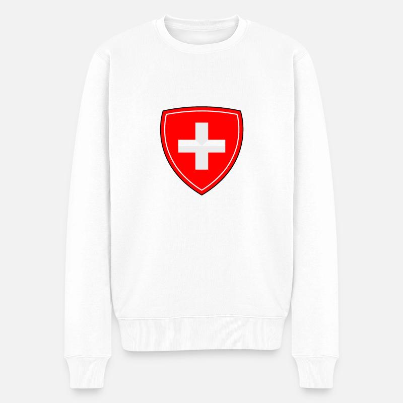 Armoiries Suisse Emblème - Pull Premium bio Homme - blanc