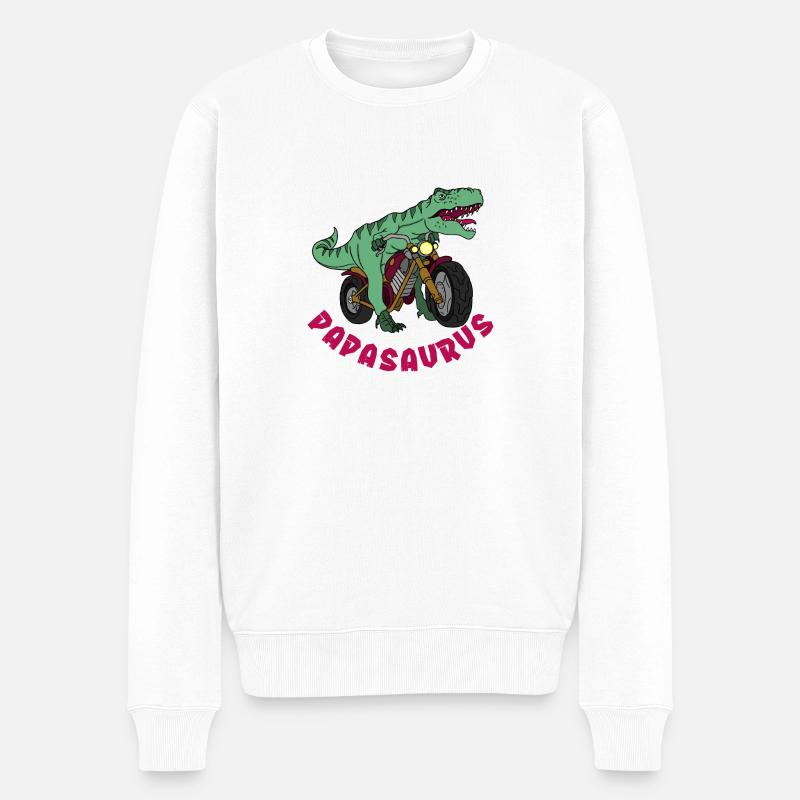 Papasaurus - Männer Premium Bio Pullover - Weiß