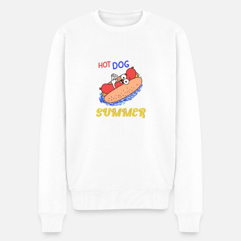 Hotdog Sommerurlaub lustig - Männer Premium Bio Pullover - Weiß