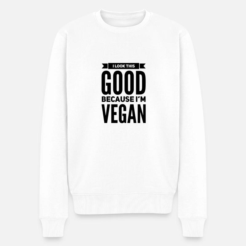 I Look This Good Because I'm Vegan - Männer Premium Bio Pullover - Weiß