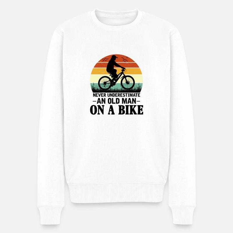 Alter Mann Fahrrad - Männer Premium Bio Pullover - Weiß