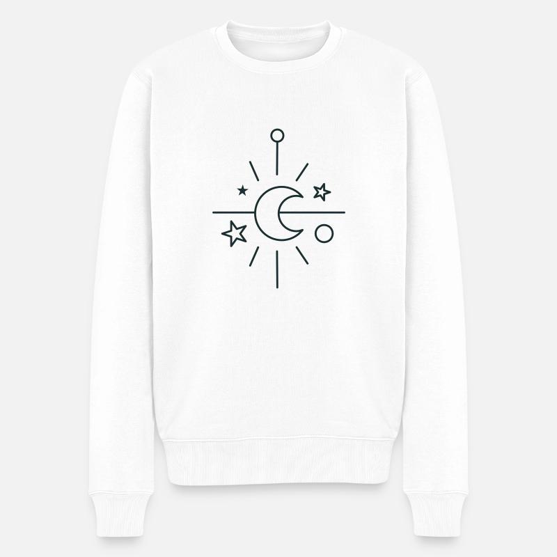 BOHO Croissant de lune central - Pull Premium bio Homme - blanc