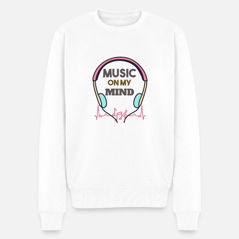 Music on my mind - Pull Premium bio Homme - blanc