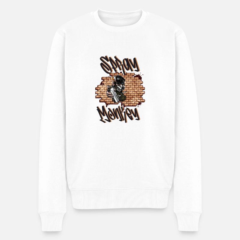 Spray Monkey Graffiti - Männer Premium Bio Pullover - Weiß