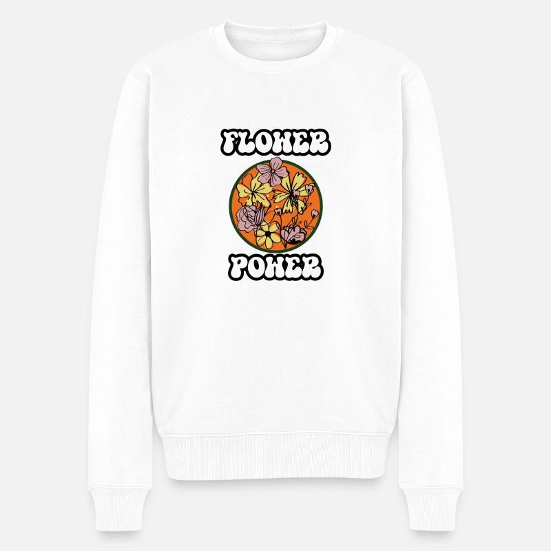 Flower Power - Männer Premium Bio Pullover - Weiß