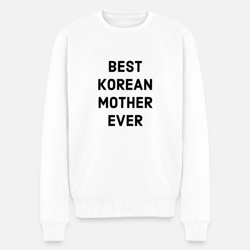 Koreanische Mutter - Männer Premium Bio Pullover - Weiß
