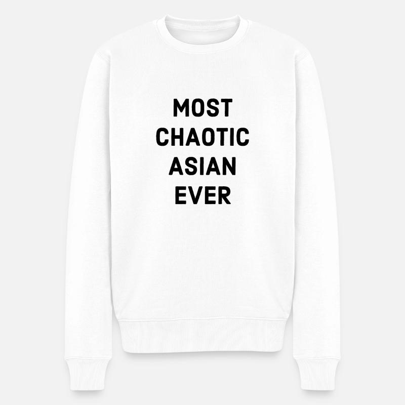 Asiate Spruch Lustig - Männer Premium Bio Pullover - Weiß