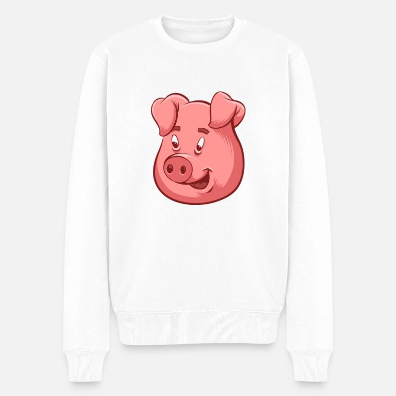 Schwein Illustration - Männer Premium Bio Pullover - Weiß