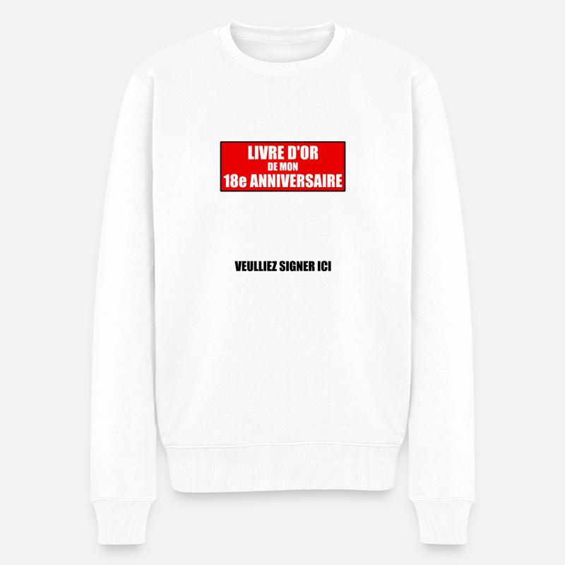 Gästebuch 18. Geburtstag Geschenk volljährig - Männer Premium Bio Pullover - Weiß