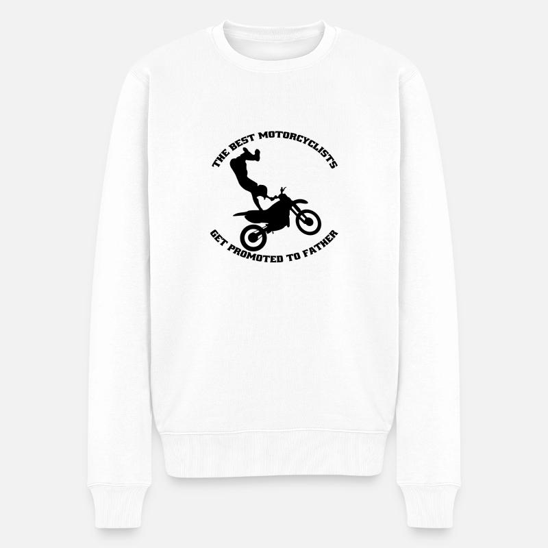Motorrad Papa Motorcross Vater Mofa Motorradfahrer - Männer Premium Bio Pullover - Weiß