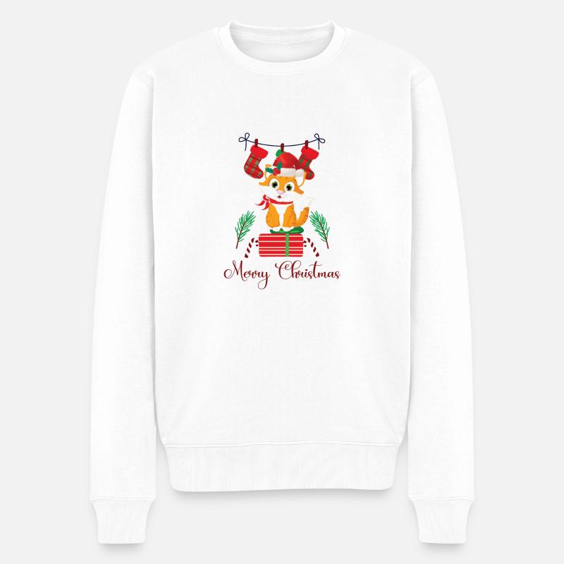 Noël avec un chat - Pull Premium bio Homme - blanc