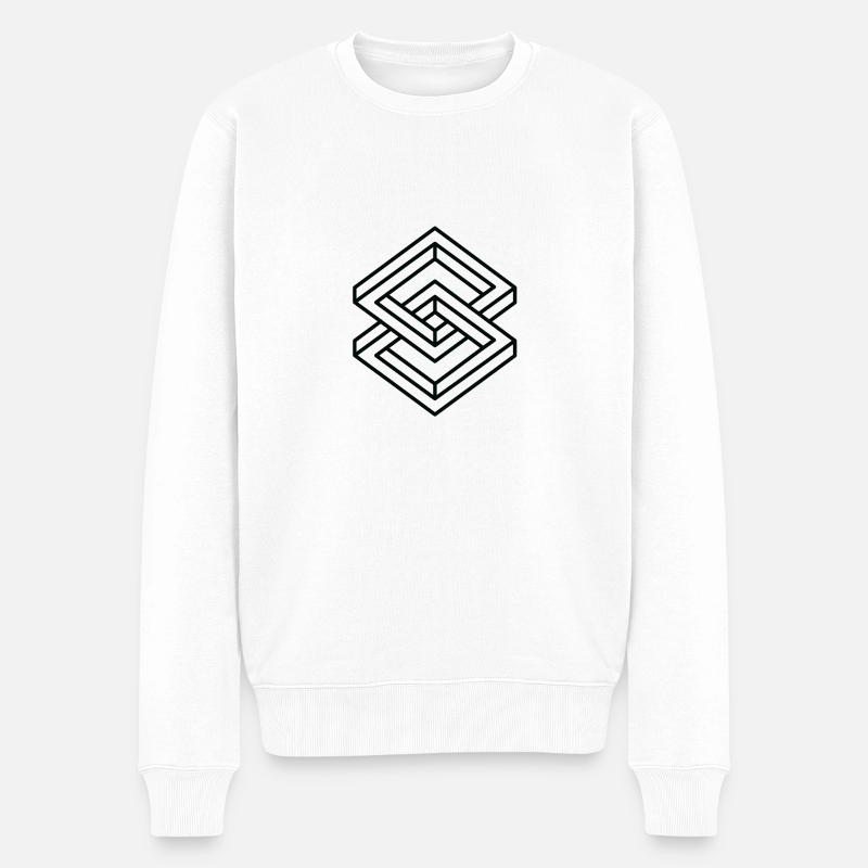 Twisted Squares - Männer Premium Bio Pullover - Weiß