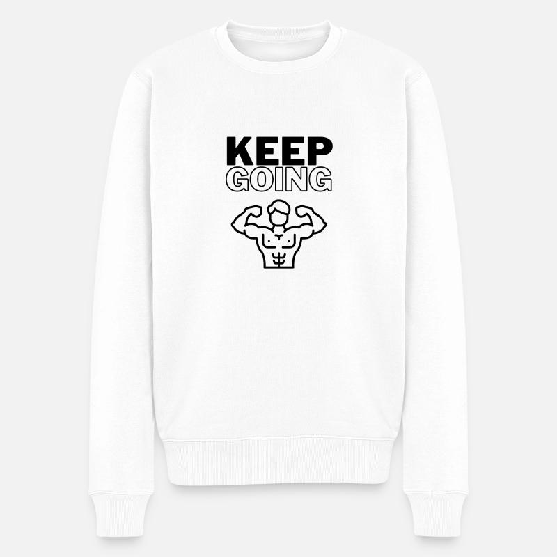 Keep Going - Männer Premium Bio Pullover - Weiß