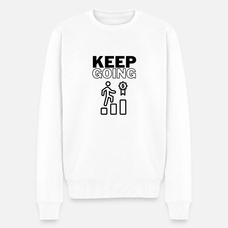 Keep Going - Männer Premium Bio Pullover - Weiß