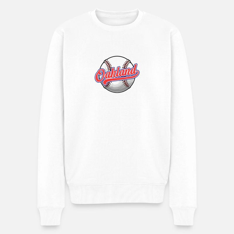 Vintage Oakland Baseball Distressed Baseball Wortspiel - Männer Premium Bio Pullover - Weiß
